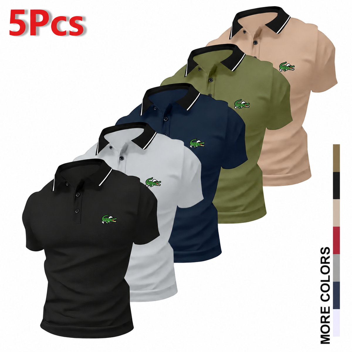 Men's Slim 5-Pcs Polo Shirts Set