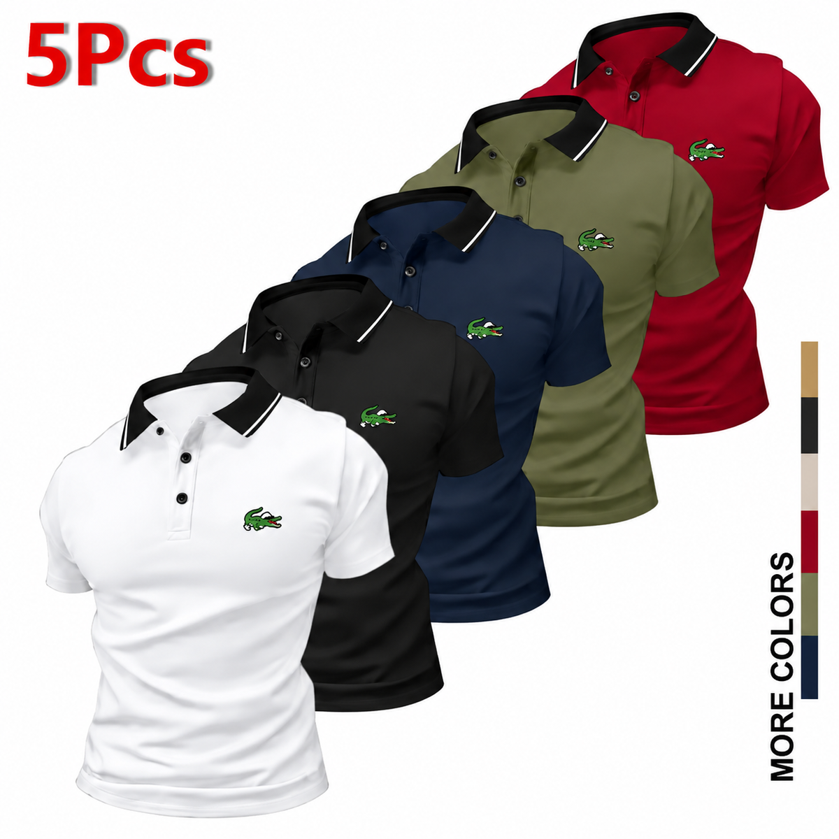 Men's Slim 5-Pcs Polo Shirts Set