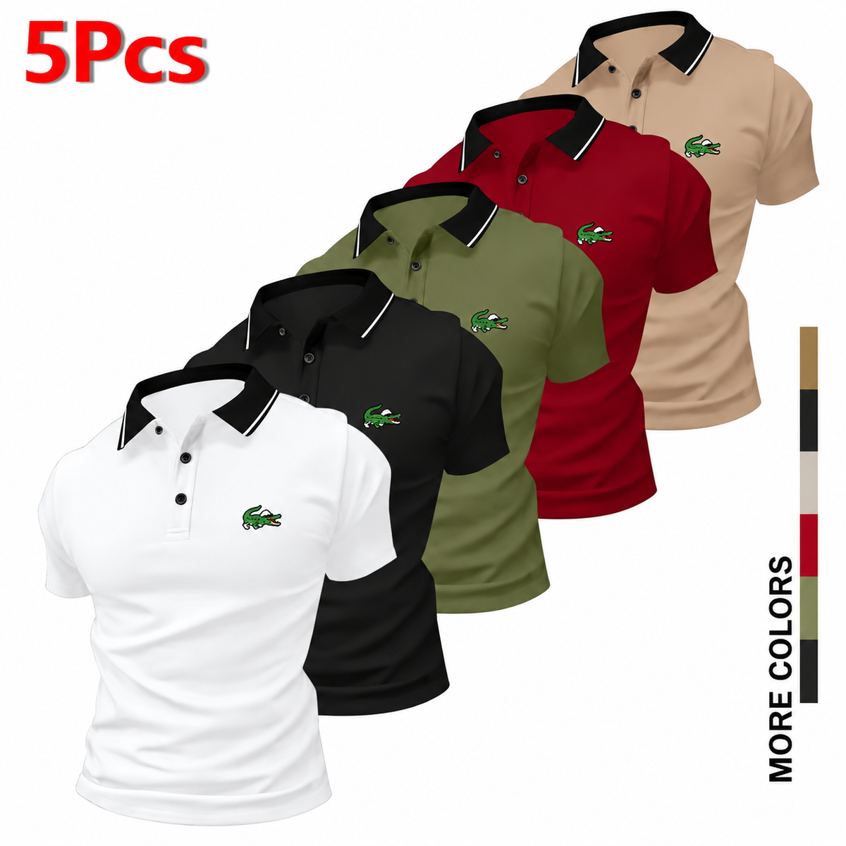 Men's Slim 5-Pcs Polo Shirts Set