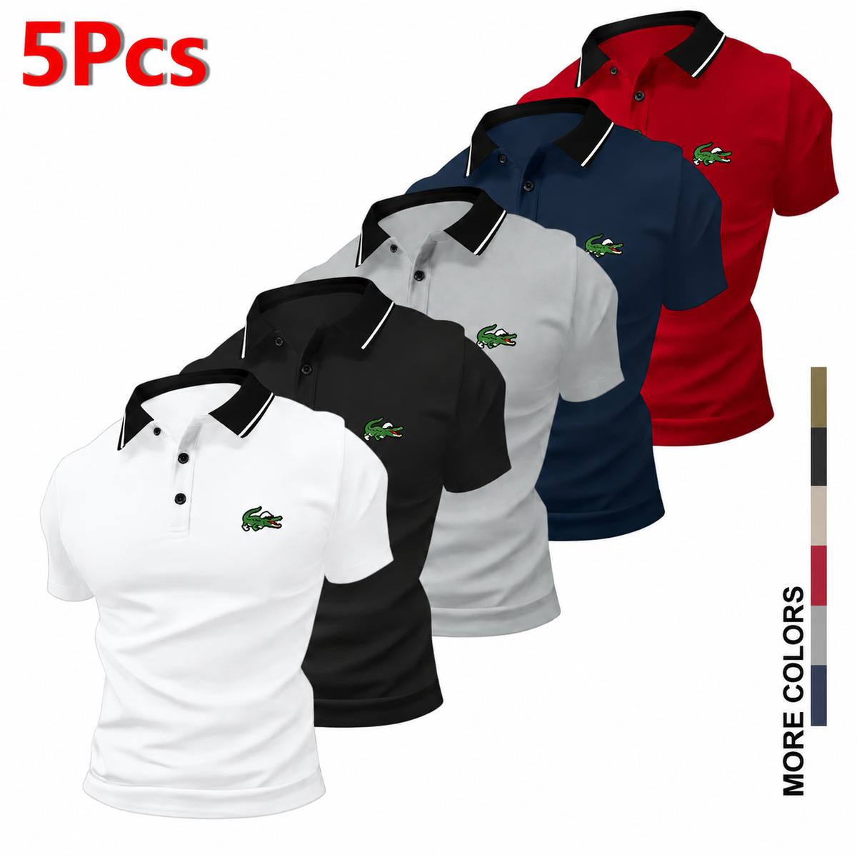 Men's Slim 5-Pcs Polo Shirts Set
