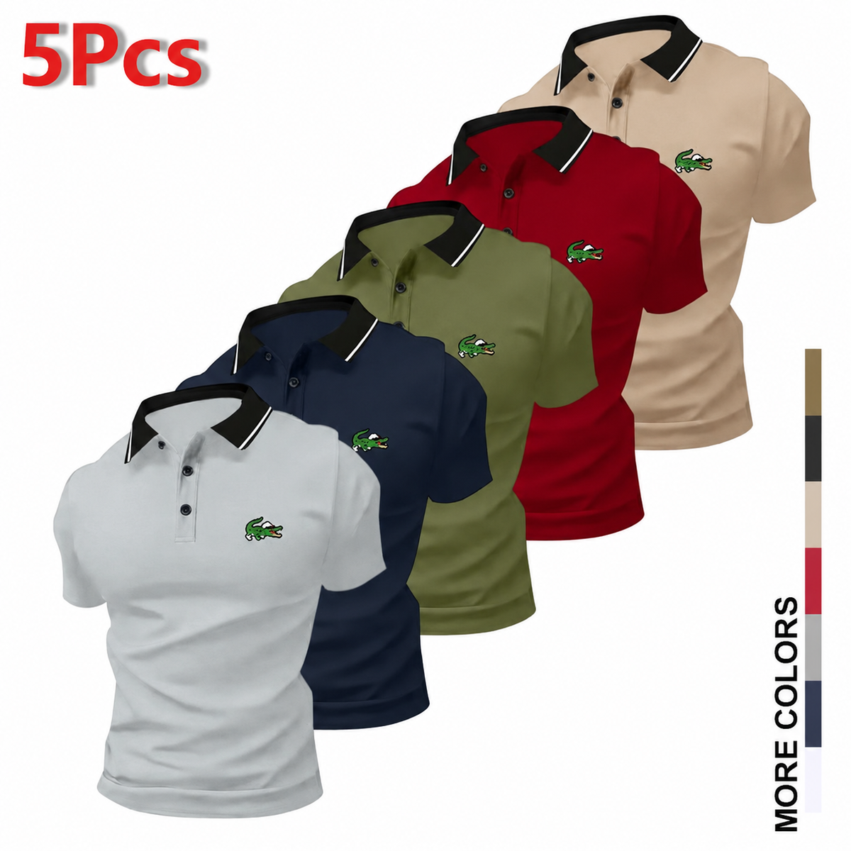 Men's Slim 5-Pcs Polo Shirts Set